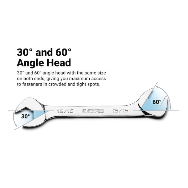 1116 Angle Open End Wrench, 30Deg And 60Deg Angles, SAE